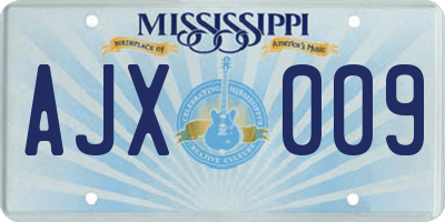 MS license plate AJX009
