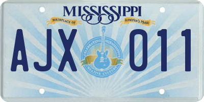 MS license plate AJX011