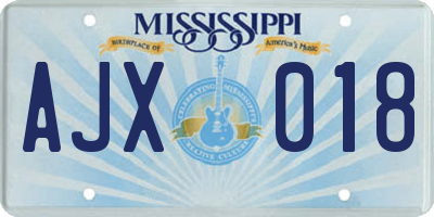 MS license plate AJX018