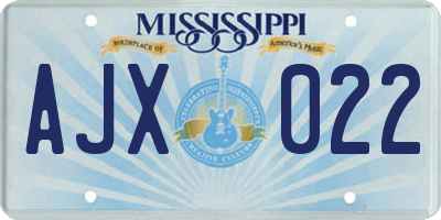 MS license plate AJX022