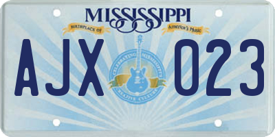 MS license plate AJX023