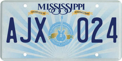 MS license plate AJX024