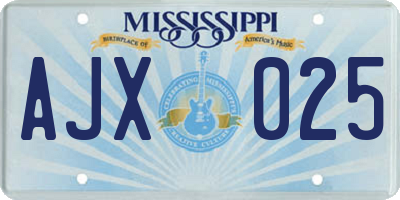 MS license plate AJX025