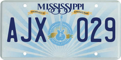 MS license plate AJX029