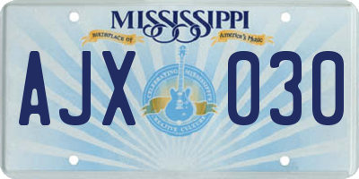 MS license plate AJX030