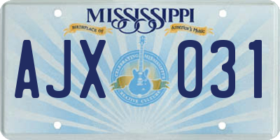 MS license plate AJX031