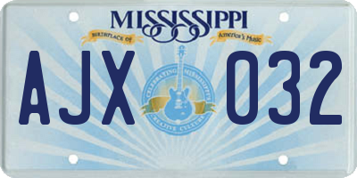 MS license plate AJX032