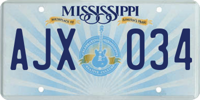 MS license plate AJX034