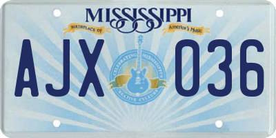 MS license plate AJX036