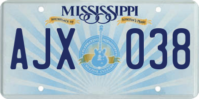 MS license plate AJX038
