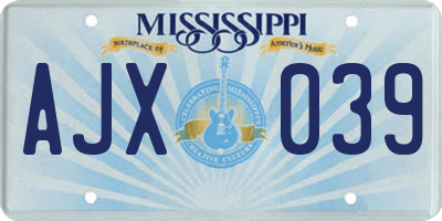 MS license plate AJX039