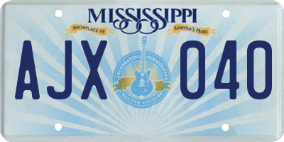 MS license plate AJX040