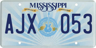 MS license plate AJX053