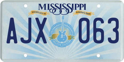 MS license plate AJX063