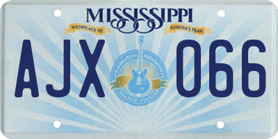MS license plate AJX066