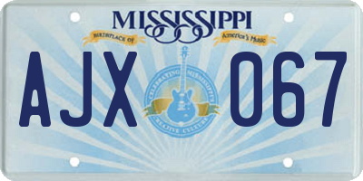 MS license plate AJX067