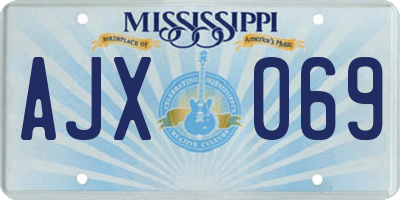 MS license plate AJX069