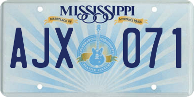 MS license plate AJX071