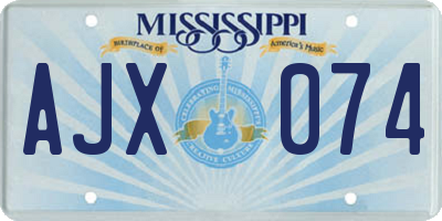 MS license plate AJX074