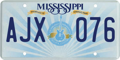 MS license plate AJX076
