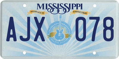 MS license plate AJX078