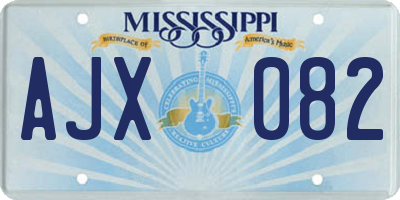 MS license plate AJX082