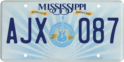 MS license plate AJX087