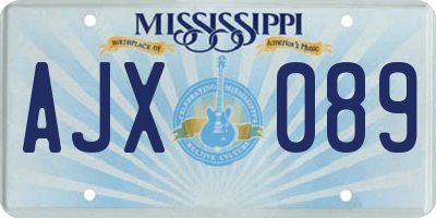 MS license plate AJX089