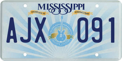 MS license plate AJX091