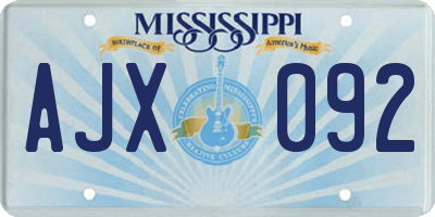 MS license plate AJX092