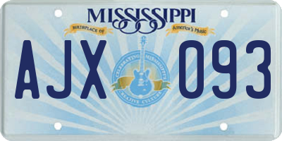 MS license plate AJX093