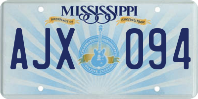 MS license plate AJX094