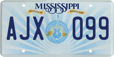 MS license plate AJX099