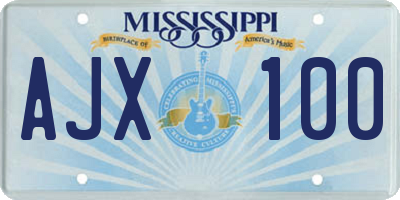 MS license plate AJX100