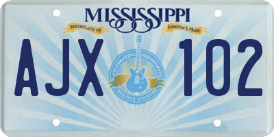 MS license plate AJX102