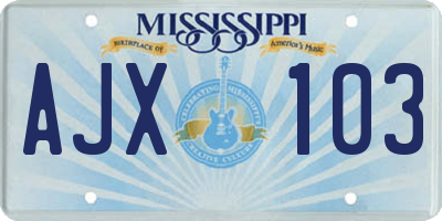 MS license plate AJX103