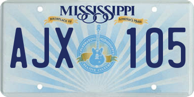 MS license plate AJX105