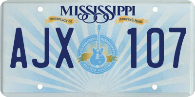 MS license plate AJX107
