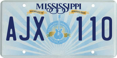 MS license plate AJX110