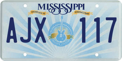 MS license plate AJX117