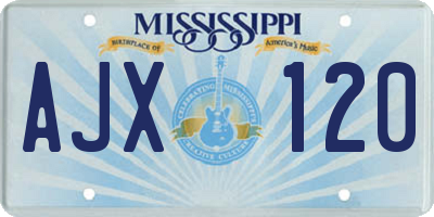 MS license plate AJX120