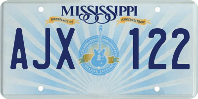MS license plate AJX122