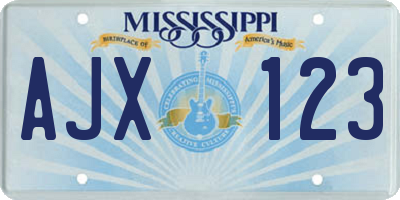 MS license plate AJX123