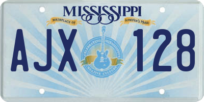 MS license plate AJX128