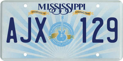 MS license plate AJX129