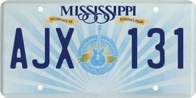 MS license plate AJX131