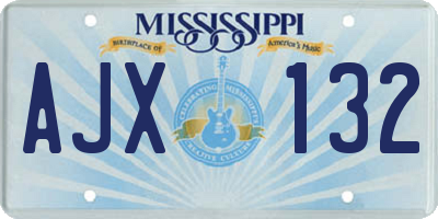 MS license plate AJX132