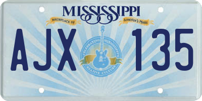 MS license plate AJX135