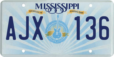 MS license plate AJX136