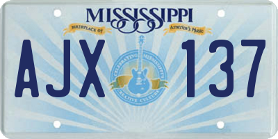 MS license plate AJX137